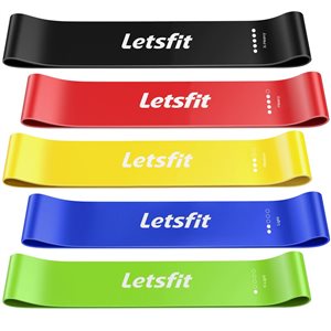 Letsfit JSD01 Resistance Loop Exercise Bands with Black Carry Bag