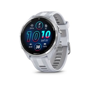 Montre intelligente GPS Garmin Forerunner 965 avec bracelet en silicone blanc/gris