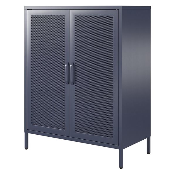 Novogratz Channing 15.75-in D x 39.96-in H x 31.5-in W 2 Door Navy Accent Cabinet-Mesh Metal Locker