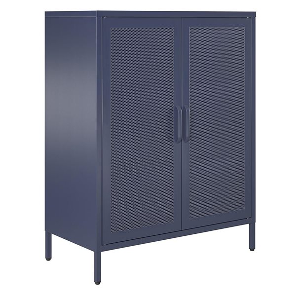 Novogratz Channing 15.75-in D x 39.96-in H x 31.5-in W 2 Door Navy Accent Cabinet-Mesh Metal Locker