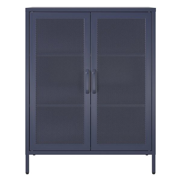 Novogratz Channing 15.75-in D x 39.96-in H x 31.5-in W 2 Door Navy Accent Cabinet-Mesh Metal Locker