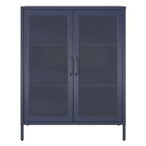 Novogratz Channing 15.75-in D x 39.96-in H x 31.5-in W 2 Door Navy Accent Cabinet-Mesh Metal Locker