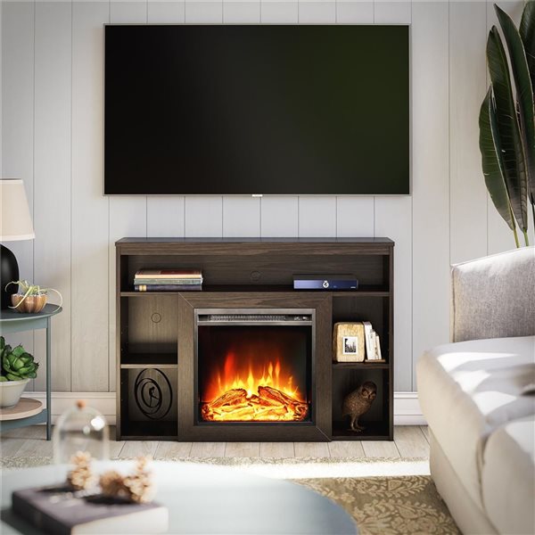 Ameriwood Home Alwick Espresso Mantel with Electric Fireplace