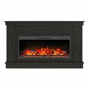 Ameriwood Home Elmcroft Charred Oak Wide Mantel with Linear Electric Fireplace