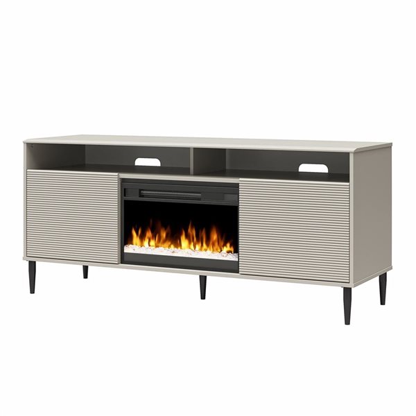 Mr. Kate Daphne Fluted Contemporary Electric Fireplace TV Stand for TVs up to 70-in Taupe