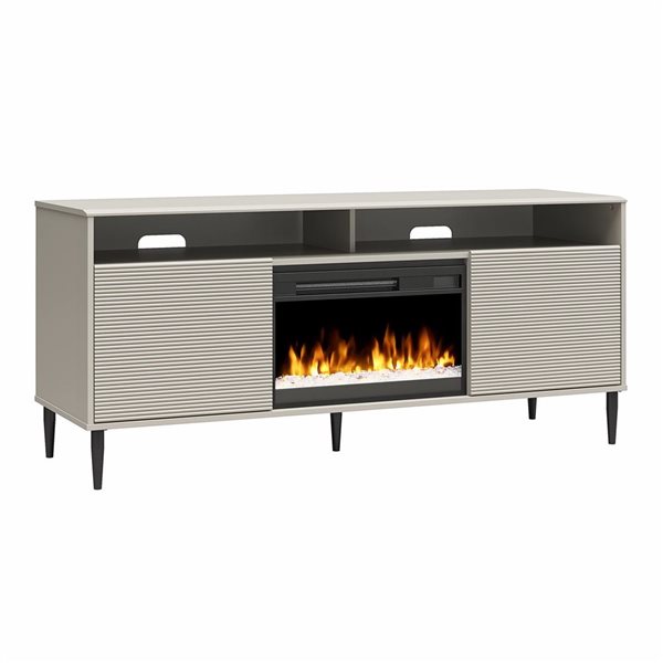 Mr. Kate Daphne Fluted Contemporary Electric Fireplace TV Stand for TVs up to 70-in Taupe