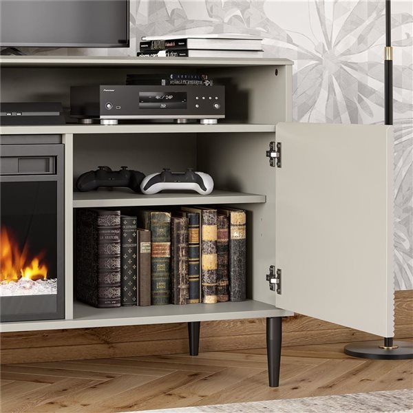 Mr. Kate Daphne Fluted Contemporary Electric Fireplace TV Stand for TVs up to 70-in Taupe