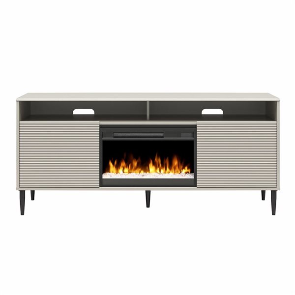 Mr. Kate Daphne Fluted Contemporary Electric Fireplace TV Stand for TVs up to 70-in Taupe