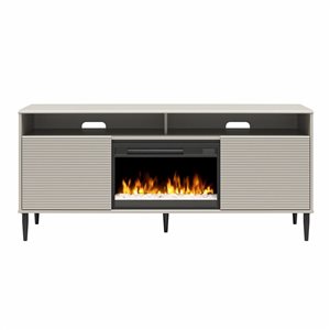 Mr. Kate Daphne Fluted Contemporary Electric Fireplace TV Stand for TVs up to 70-in Taupe