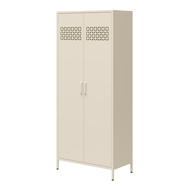 Mr. Kate Annie 15.75-in D x 72.83-in H x 31.5-in W Tall Parchment Metal 2 Door Cabinet