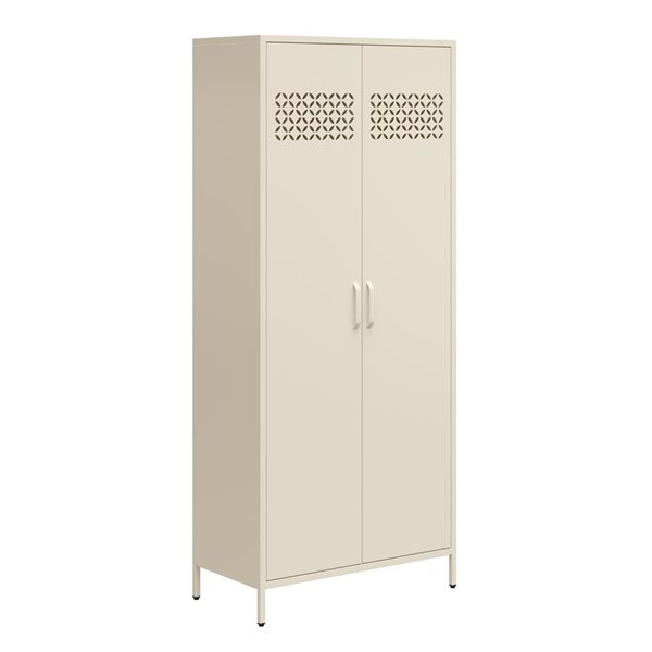 Mr. Kate Annie 15.75-in D x 72.83-in H x 31.5-in W Tall Parchment Metal 2 Door Cabinet