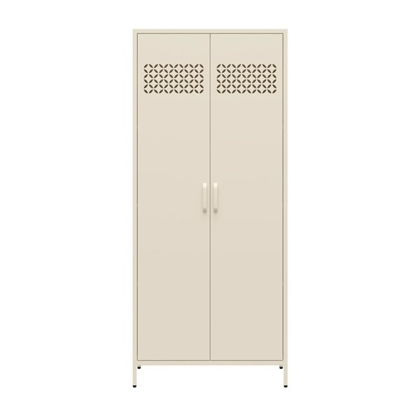 Mr. Kate Annie 15.75-in D x 72.83-in H x 31.5-in W Tall Parchment Metal 2 Door Cabinet