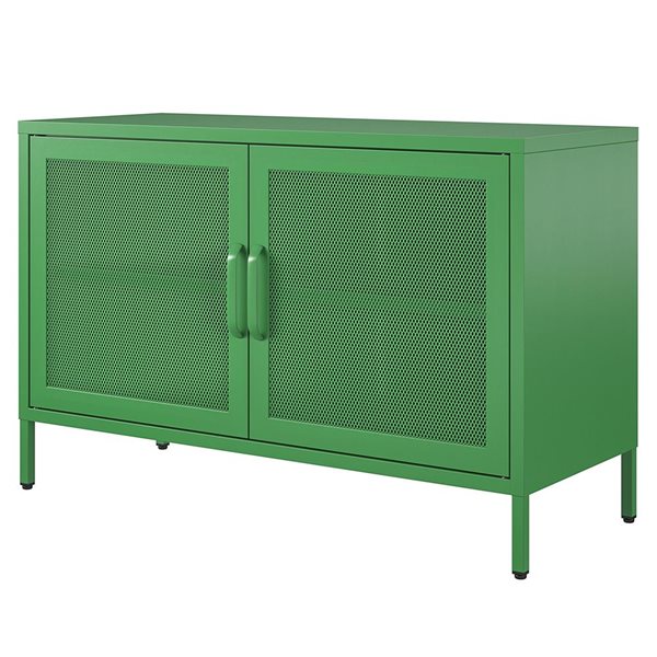 Novogratz Channing 15.75-in D x 25.2-in H x 39.37-in W 2 Door Kelly Green Storage Cabinet-Mesh Metal Locker