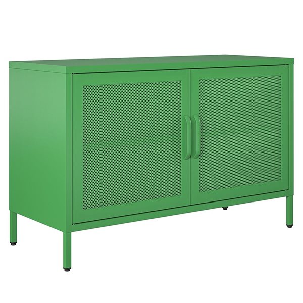 Novogratz Channing 15.75-in D x 25.2-in H x 39.37-in W 2 Door Kelly Green Storage Cabinet-Mesh Metal Locker