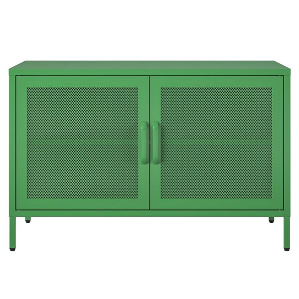 Novogratz Channing 15.75-in D x 25.2-in H x 39.37-in W 2 Door Kelly Green Storage Cabinet-Mesh Metal Locker