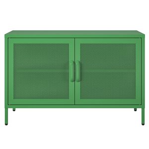 Novogratz Channing 15.75-in D x 25.2-in H x 39.37-in W 2 Door Kelly Green Storage Cabinet-Mesh Metal Locker