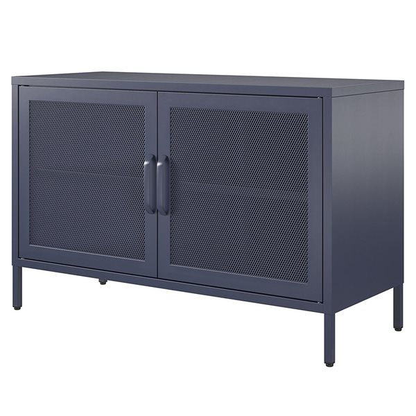 Novogratz Channing 15.75-in D x 25.2-in H x 39.37-in W 2 Door Navy Storage Cabinet-Mesh Metal Locker
