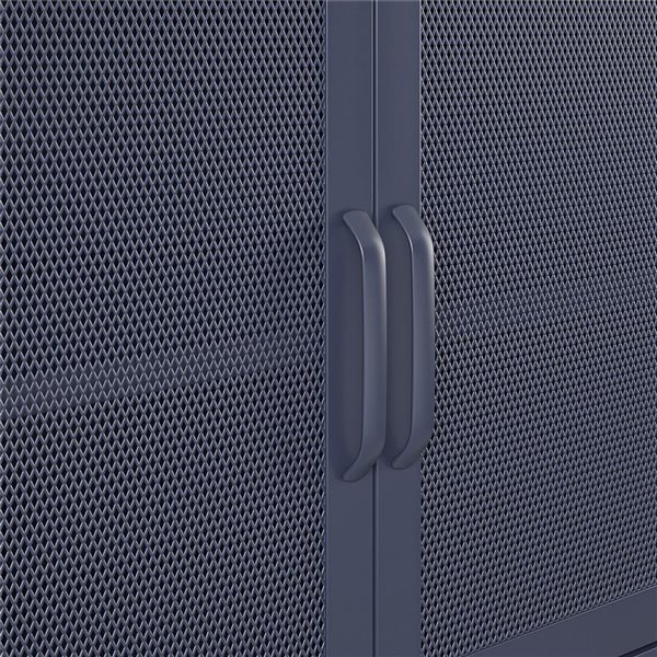 Novogratz Channing 15.75-in D x 25.2-in H x 39.37-in W 2 Door Navy Storage Cabinet-Mesh Metal Locker