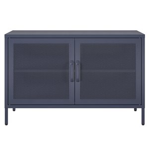 Novogratz Channing 15.75-in D x 25.2-in H x 39.37-in W 2 Door Navy Storage Cabinet-Mesh Metal Locker