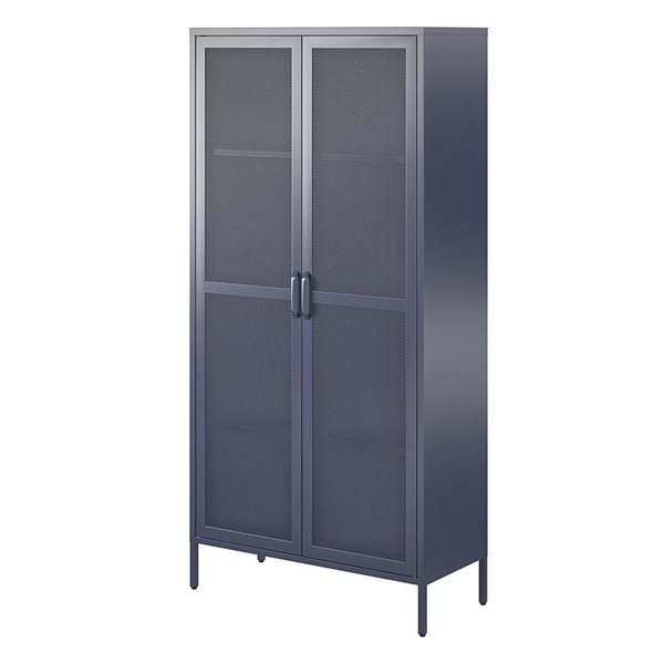 Novogratz Channing 15.75-in D x 72.83-in H x 35.38-in W Tall 2 Door Navy Storage Cabinet-Mesh Metal Locker