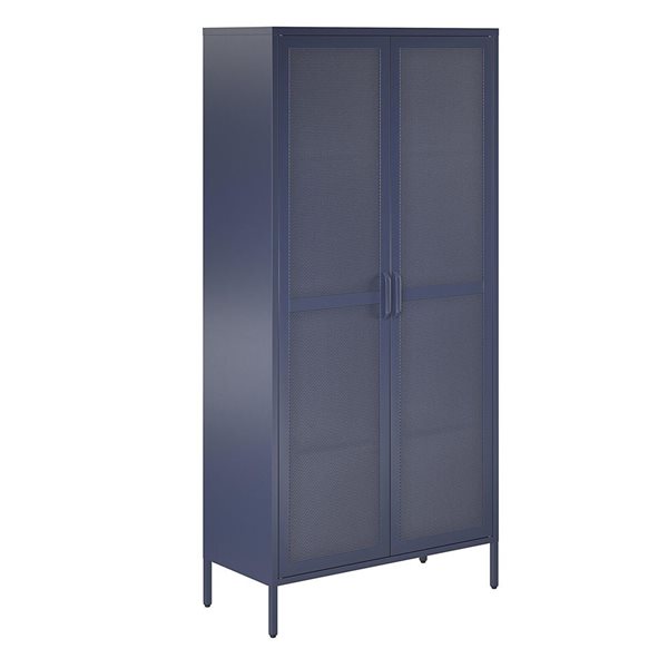Novogratz Channing 15.75-in D x 72.83-in H x 35.38-in W Tall 2 Door Navy Storage Cabinet-Mesh Metal Locker
