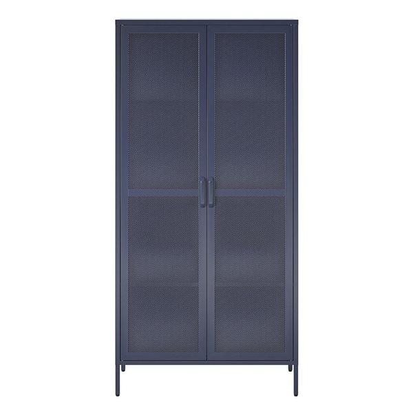 Novogratz Channing 15.75-in D x 72.83-in H x 35.38-in W Tall 2 Door Navy Storage Cabinet-Mesh Metal Locker