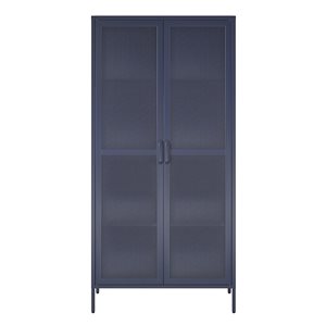 Novogratz Channing 15.75-in D x 72.83-in H x 35.38-in W Tall 2 Door Navy Storage Cabinet-Mesh Metal Locker