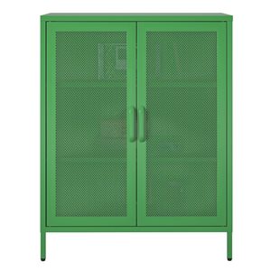Novogratz Channing 15.75-in D x 39.96-in H x 31.5-in W 2 Door Kelly Green Accent Cabinet-Mesh Metal Lockern