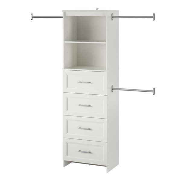 Systembuild Evolution Nevaeh Ridge 15.67-in D x 76.65-in H x 23.7-in W White 4 Drawer Closet Storage