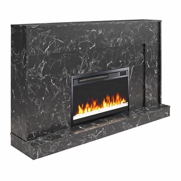 CosmoLiving by Cosmopolitan Liberty Black Faux Marble Mantel Fireplace