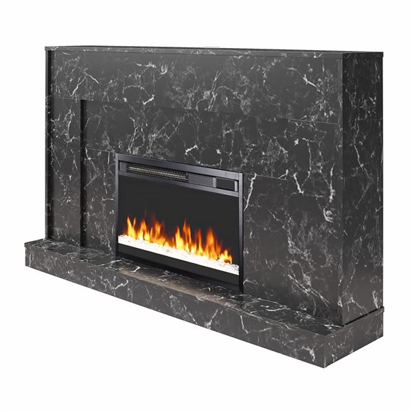 CosmoLiving by Cosmopolitan Liberty Black Faux Marble Mantel Fireplace