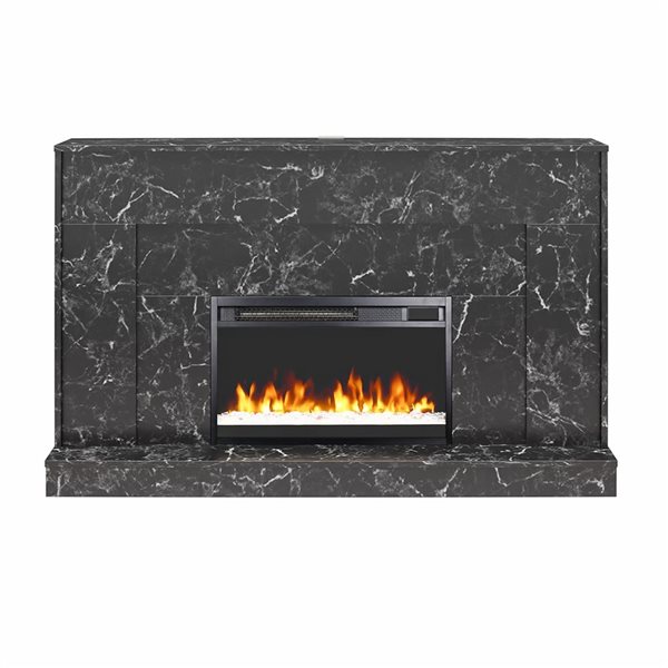 CosmoLiving by Cosmopolitan Liberty Black Faux Marble Mantel Fireplace