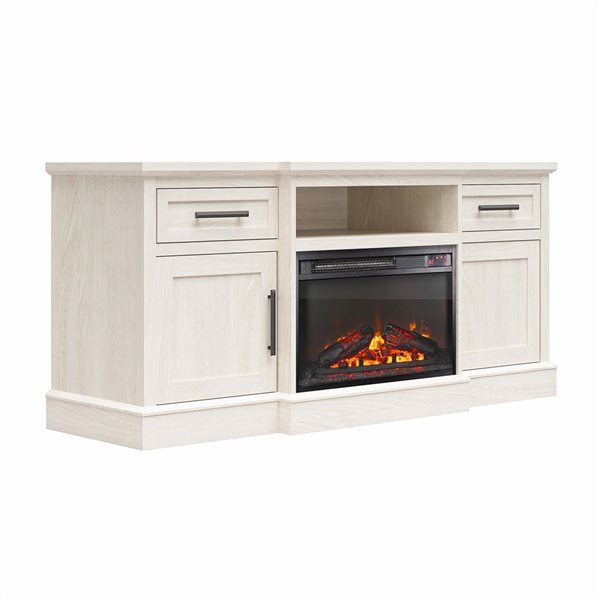 Meuble télé avec foyer électrique Gablewood d’Ameriwood Home pour téléviseurs allant jusqu’à 65 po, chêne blanc