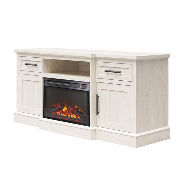 Meuble télé avec foyer électrique Gablewood d’Ameriwood Home pour téléviseurs allant jusqu’à 65 po, chêne blanc