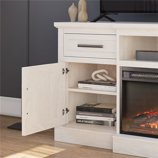 Meuble télé avec foyer électrique Gablewood d’Ameriwood Home pour téléviseurs allant jusqu’à 65 po, chêne blanc