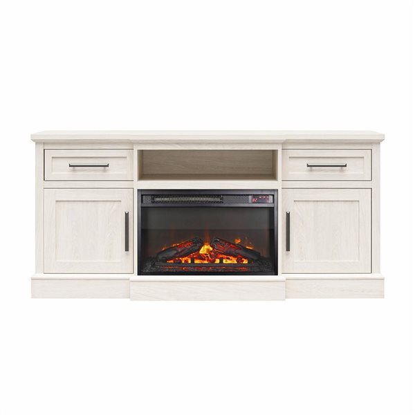 Ameriwood Home Gablewood White Oak Electric Fireplace & TV Console for TVs up to 65-in