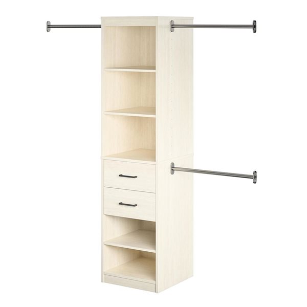 Novogratz Kelly  15.67-in D x 76.85-in H x 19.69-in W 5 Shelf, 2 Drawer Ivory Oak Closet Organizer