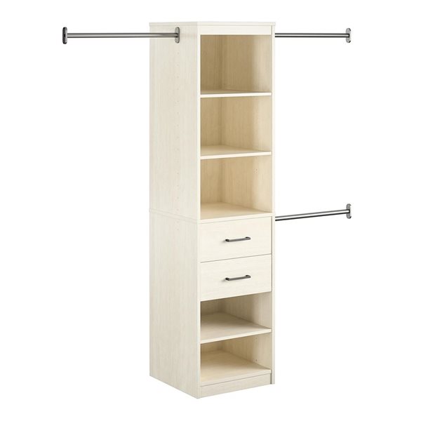 Novogratz Kelly  15.67-in D x 76.85-in H x 19.69-in W 5 Shelf, 2 Drawer Ivory Oak Closet Organizer