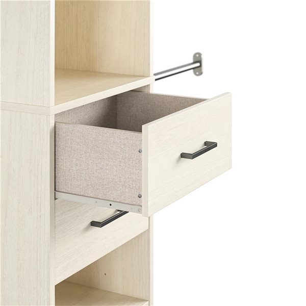 Novogratz Kelly  15.67-in D x 76.85-in H x 19.69-in W 5 Shelf, 2 Drawer Ivory Oak Closet Organizer