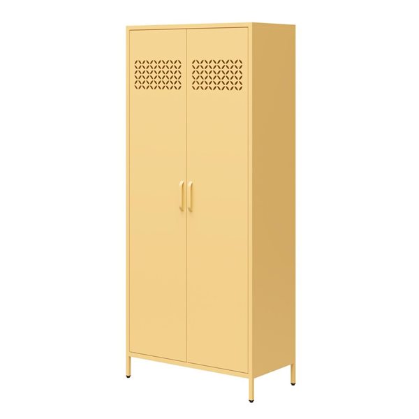 Mr. Kate Annie 15.75-in D x 72.83-in H x 31.5-in W Tall Sunny Yellow Metal 2 Door Cabinet