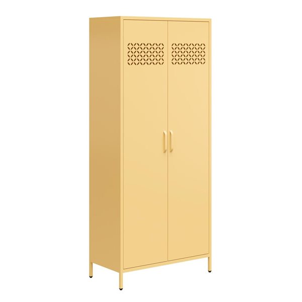 Mr. Kate Annie 15.75-in D x 72.83-in H x 31.5-in W Tall Sunny Yellow Metal 2 Door Cabinet