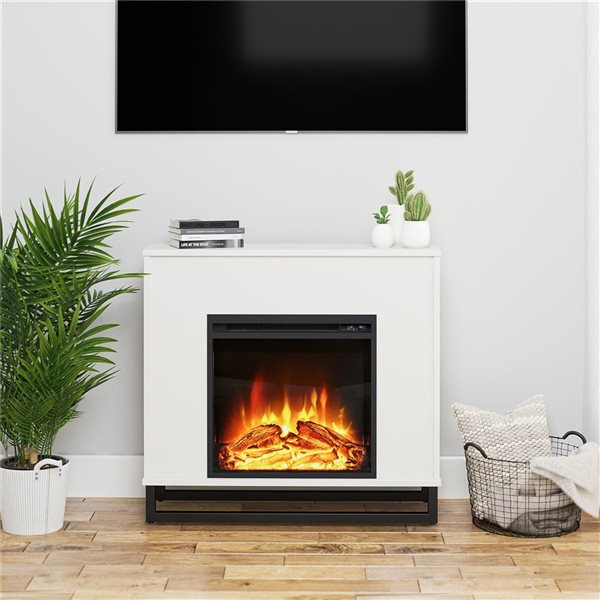 Ameriwood Home Ratcliff White Electric Fireplace Mantel