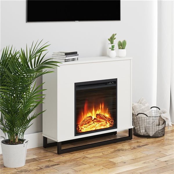 Ameriwood Home Ratcliff White Electric Fireplace Mantel