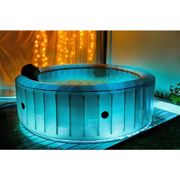 MSpa Comfort Series Starry One-Piece 6-Person LED Round Hot Tub with UVC Sanitization and Air Bubble Massage