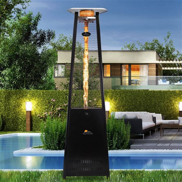 Paragon-Outdoor Vesta 42000-BTU Hammered Black Steel Floorstanding Liquid propane Flame Tower Patio Heater - 92.5-in