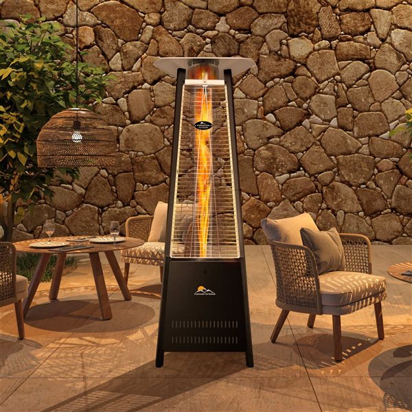 Paragon-Outdoor Inferno 42000-BTU Hammered Black Steel Floorstanding Liquid propane Flame Tower Patio Heater - 72.5-in