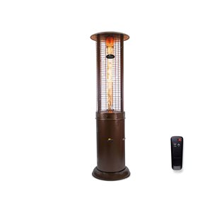 Paragon-Outdoor Helios 35000-BTU Hammered Bronze Steel Floorstanding Liquid propane Digital Round Flame Tower Patio Heater - …