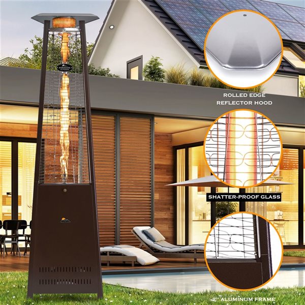 Paragon-Outdoor Vesta 42000-BTU Hammered Bronze Steel Floorstanding Liquid propane Flame Tower Patio Heater - 92.5-in