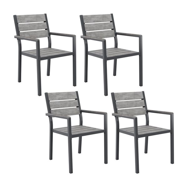 CorLiving Gallant Grey Aluminum 5-Piece Outdoor Dining Set with Square Table