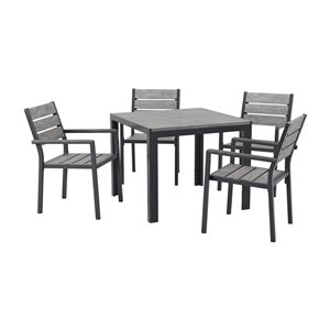 CorLiving Gallant Grey Aluminum 5-Piece Outdoor Dining Set with Square Table